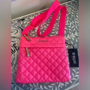 NWT MZ Wallace Metro Flat Crossbody Neon Pink Bag Purse New